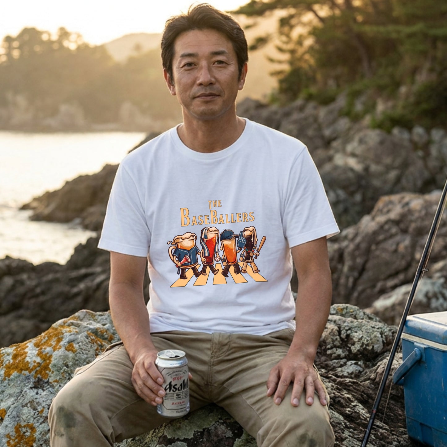 THE BASEBALLERS W | ビールたちの全力応援 横断歩道 面白Tシャツ【野球ファン・父の日ギフトに最適】