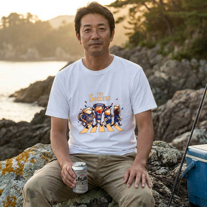 THE SOCCERS | ビールたちの日本代表応援 横断歩道 面白Tシャツ【サッカーファン・飲み会・ギフトに最適】