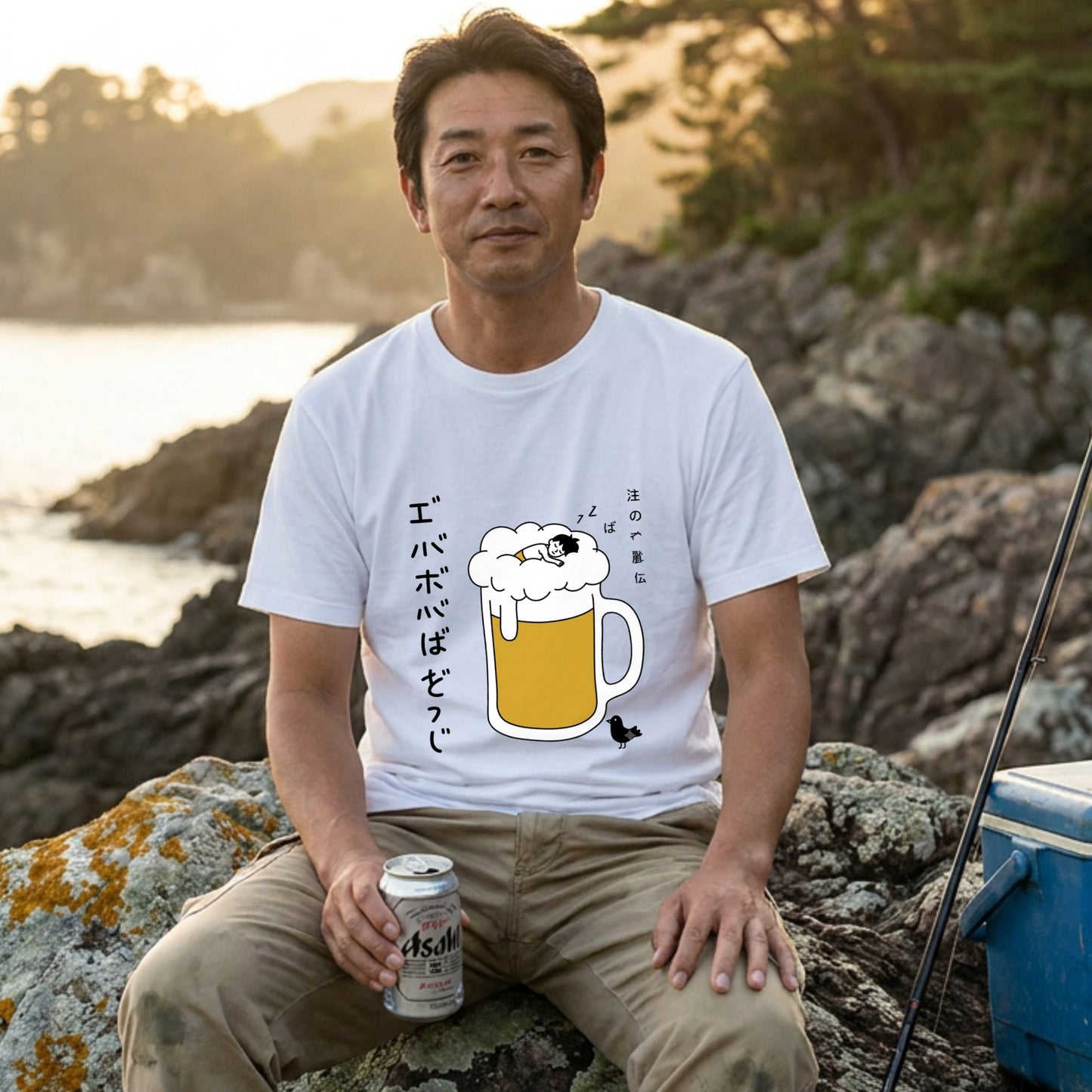 BEER FOAM SLEEP | ビールの泡で寝る男 面白Tシャツ【誕生日・父の日ギフトに最適】