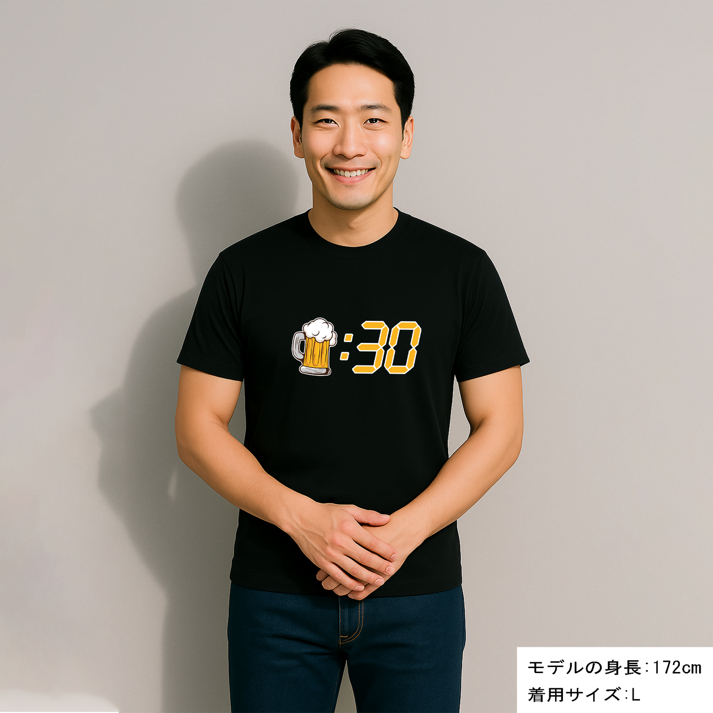 「ビール：30 」誕生日プレゼントにも最適！居酒屋・飲み会で話題の面白ドライシルキータッチTシャツ｜日本酒・ビール・焼酎・ウイスキー好きにおすすめ