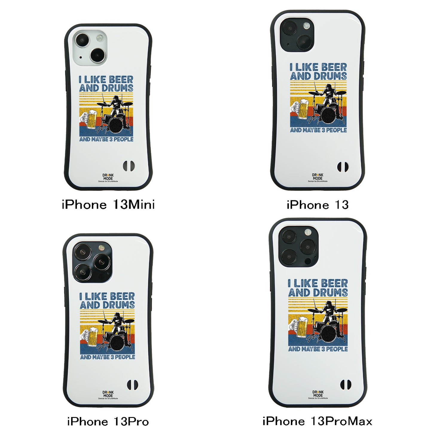 「I LIKE BEER AND DRUMS」iPhoneケース おもしろデザイン｜酒好きに人気のDrunkmodeスマホケース｜ビール・焼酎・日本酒・ウイスキー好きにおすすめ｜プレゼントにも◎