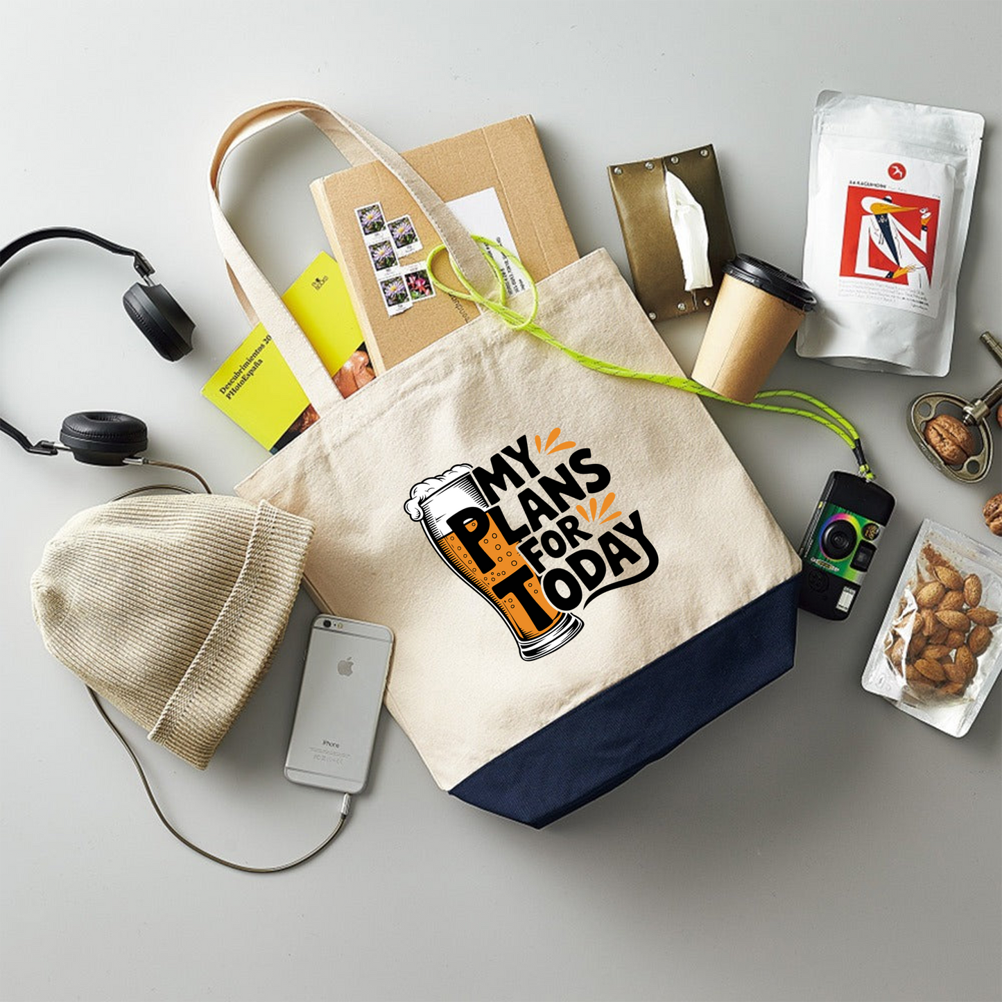 「MY PLAN FOR TODAY」誕生日プレゼントにも最適！居酒屋・飲み会で話題の面白トートバッグ｜日本酒・ビール・焼酎・ウイスキー好きにおすすめ