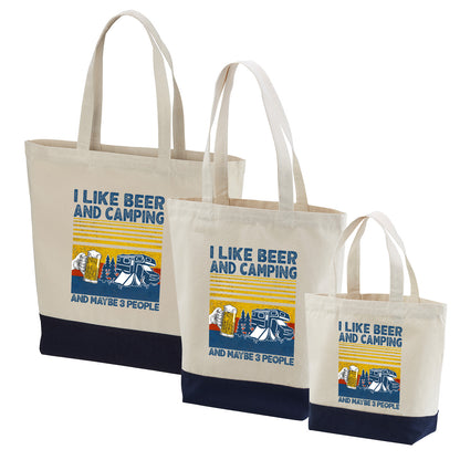「I LIKE BEER AND MY CAMPING」誕生日プレゼントにも最適！居酒屋・飲み会で話題の面白トートバッグ｜日本酒・ビール・焼酎・ウイスキー好きにおすすめ