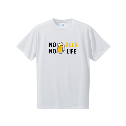 「NO BEER NO LIFE」誕生日プレゼントにも最適！居酒屋・飲み会で話題の面白ドライシルキータッチTシャツ｜日本酒・ビール・焼酎・ウイスキー好きにおすすめ