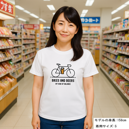 「BIKES AND BEERS 」誕生日プレゼントにも最適！居酒屋・飲み会で話題の面白ドライシルキータッチTシャツ｜日本酒・ビール・焼酎・ウイスキー好きにおすすめ