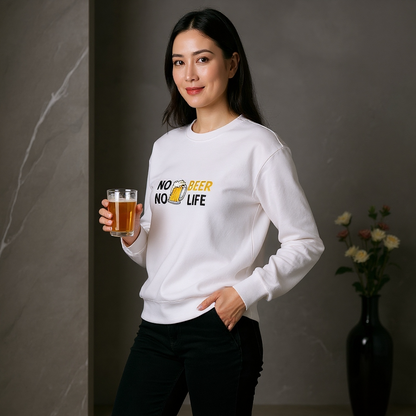 「 NO BEER NO LIFE 」誕生日プレゼントにも最適！居酒屋・飲み会で話題の面白トレーナー｜日本酒・ビール・焼酎・ウイスキー好きにおすすめ