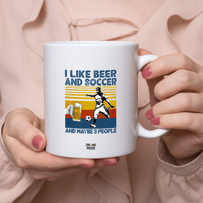 マグカップ ビールイラスト I LIKE BEER AND SCCOER ｜ビール好きにおすすめ プレゼントにも最適