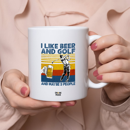 マグカップ ビールイラスト I LIKE BEER AND GOLF｜ビール好きにおすすめ プレゼントにも最適