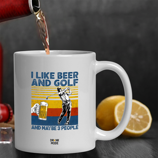マグカップ ビールイラスト I LIKE BEER AND GOLF｜ビール好きにおすすめ プレゼントにも最適