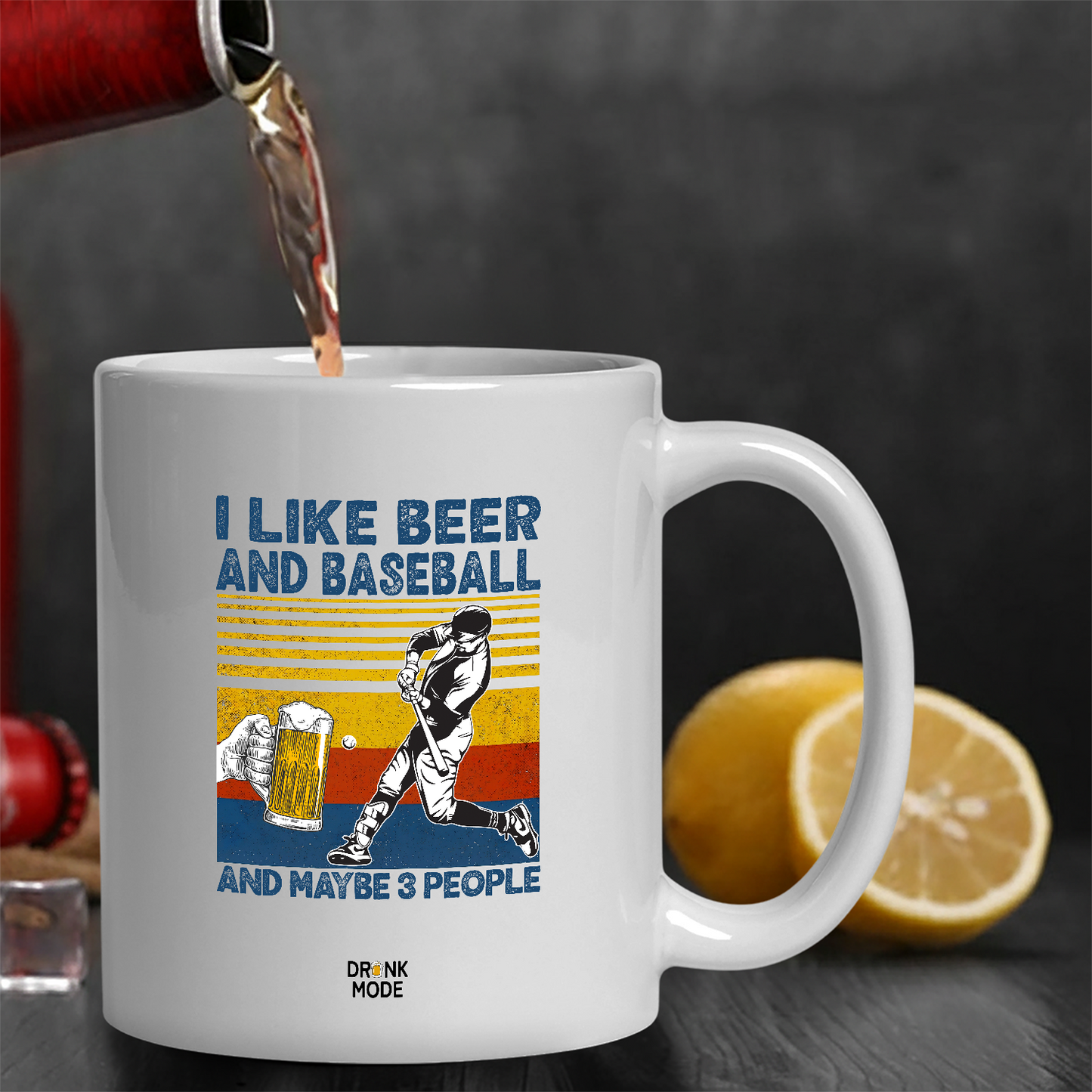 マグカップ ビールイラスト I LIKE BEER AND BASEBALL｜ビール好きにおすすめ プレゼントにも最適