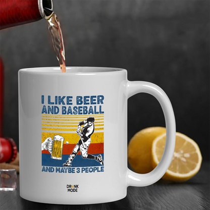 マグカップ ビールイラスト I LIKE BEER AND BASEBALL｜ビール好きにおすすめ プレゼントにも最適