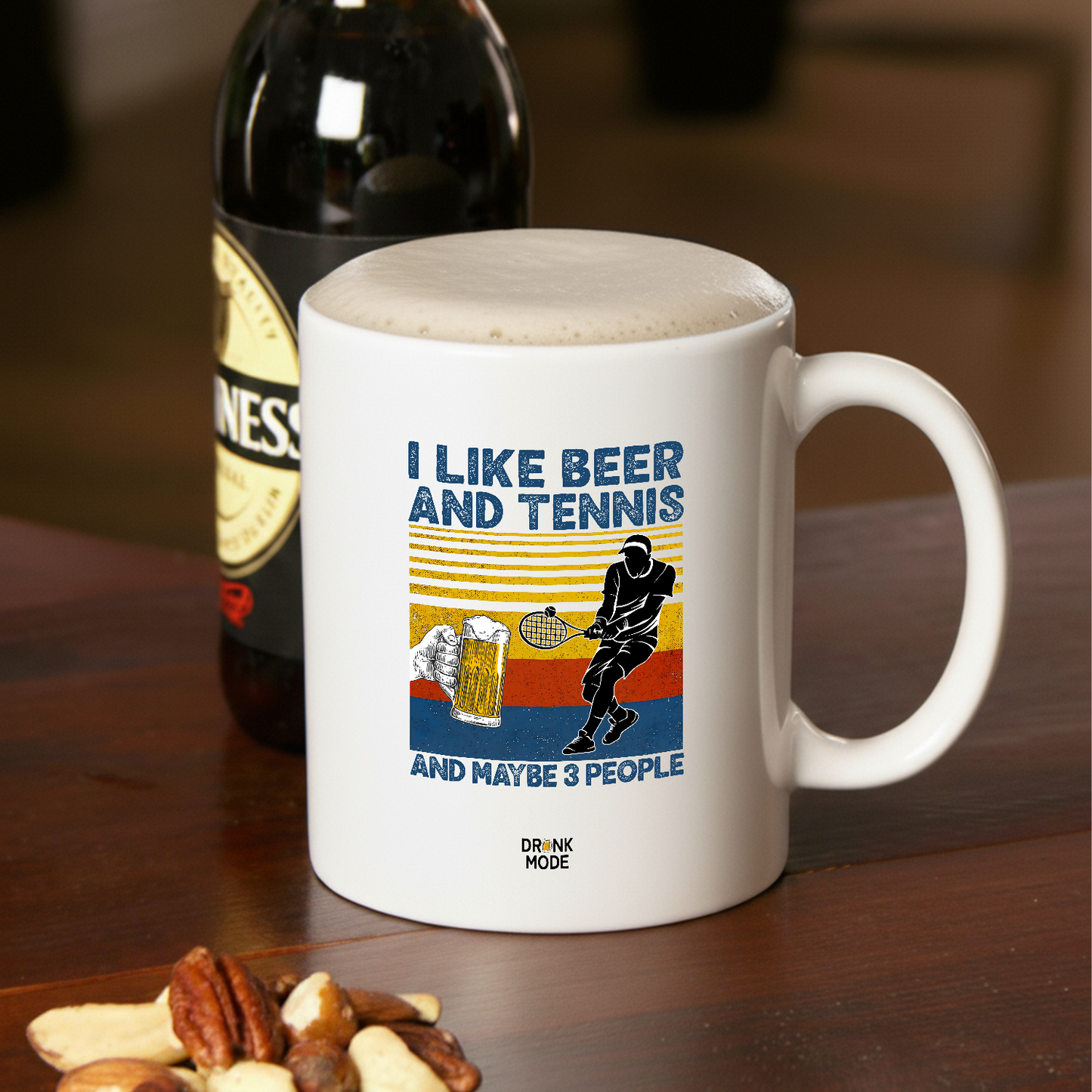 マグカップ ビールイラスト I LIKE BEER AND TENNIS ｜ビール好きにおすすめ プレゼントにも最適