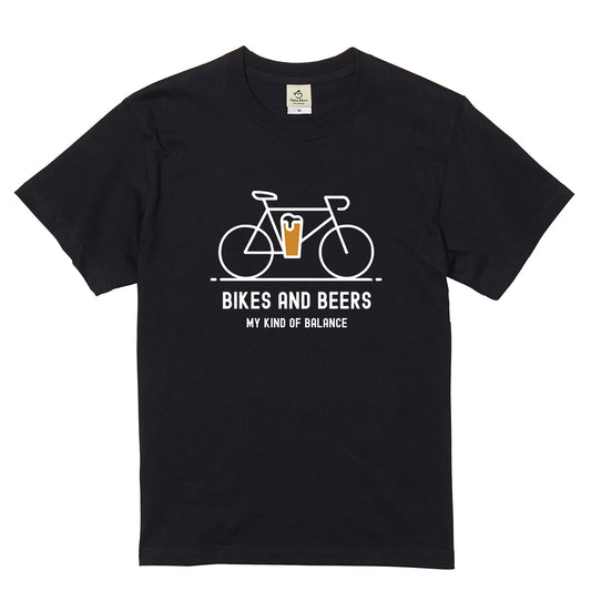 「 BIKES AND BEERS 」誕生日プレゼントにも最適！居酒屋・飲み会で話題の面白tシャツ｜日本酒・ビール・焼酎・ウイスキー好きにおすすめ