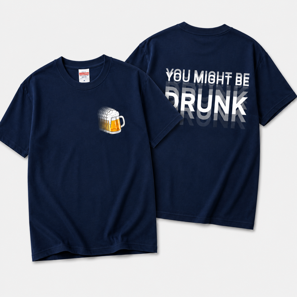 BEER BLUR | モーションブラー ビールグラフィック 英字バックプリント カジュアル Tシャツ【おもしろTシャツ・普段着・フェス・ユニセックス・ギフトに最適】