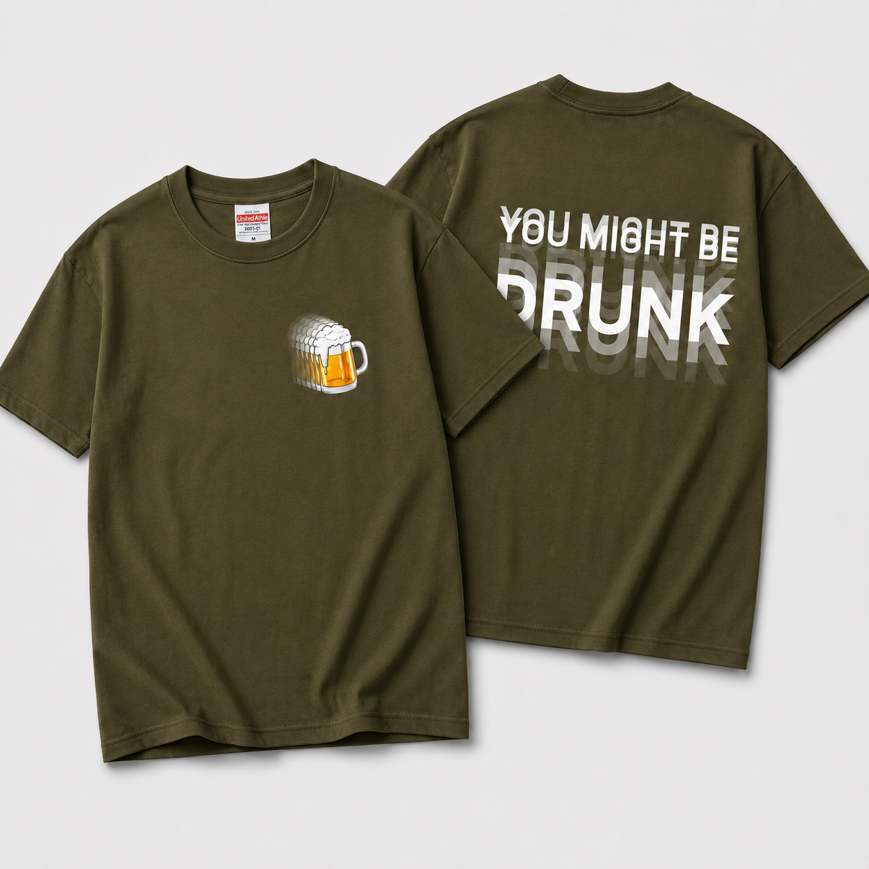 BEER BLUR | モーションブラー ビールグラフィック 英字バックプリント カジュアル Tシャツ【おもしろTシャツ・普段着・フェス・ユニセックス・ギフトに最適】