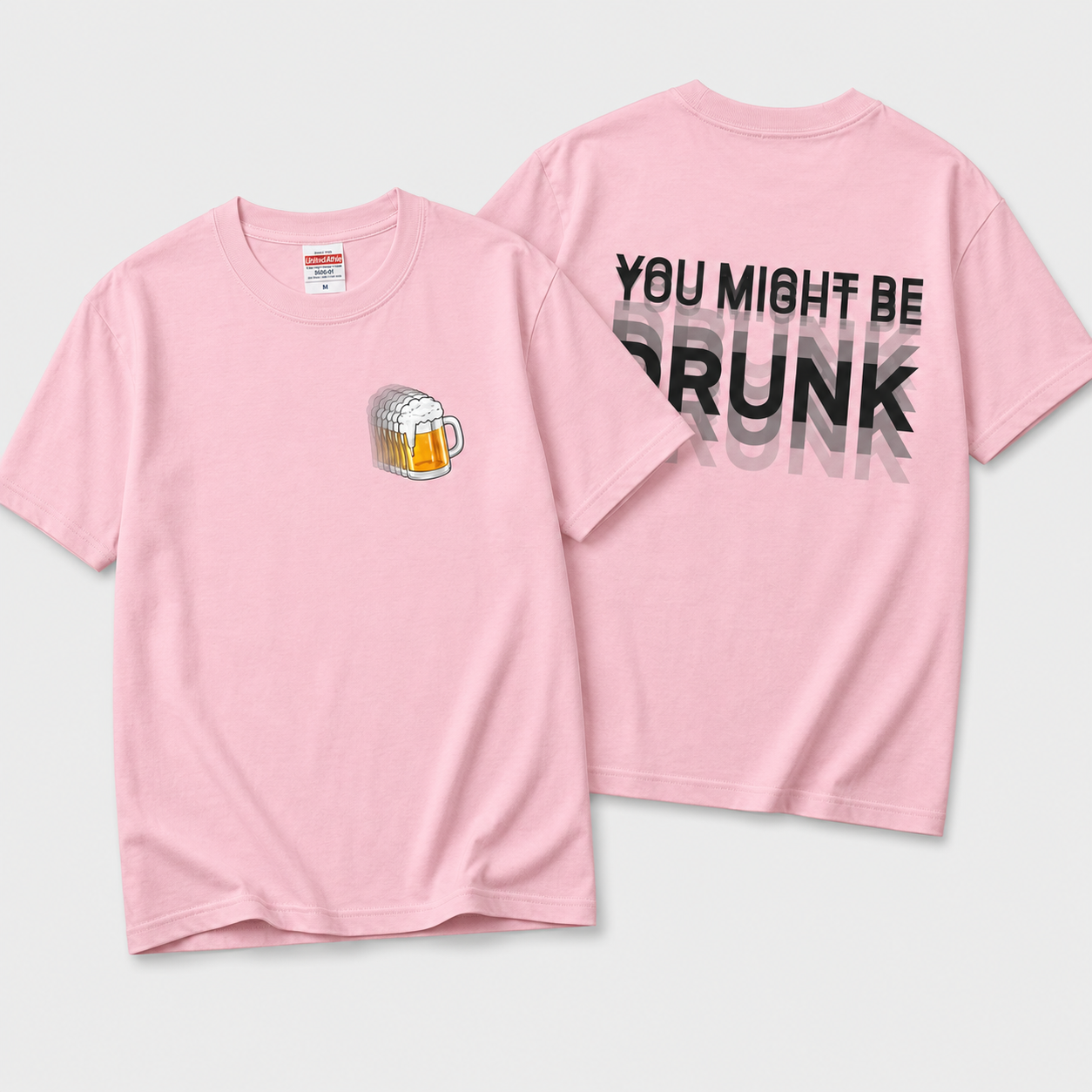 BEER BLUR | モーションブラー ビールグラフィック 英字バックプリント カジュアル Tシャツ【おもしろTシャツ・普段着・フェス・ユニセックス・ギフトに最適】