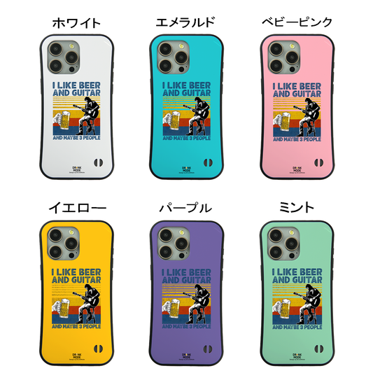「I LIKE BEER AND GUITAR」iPhoneケース おもしろデザイン｜酒好きに人気のDrunkmodeスマホケース｜ビール・焼酎・日本酒・ウイスキー好きにおすすめ｜プレゼントにも◎
