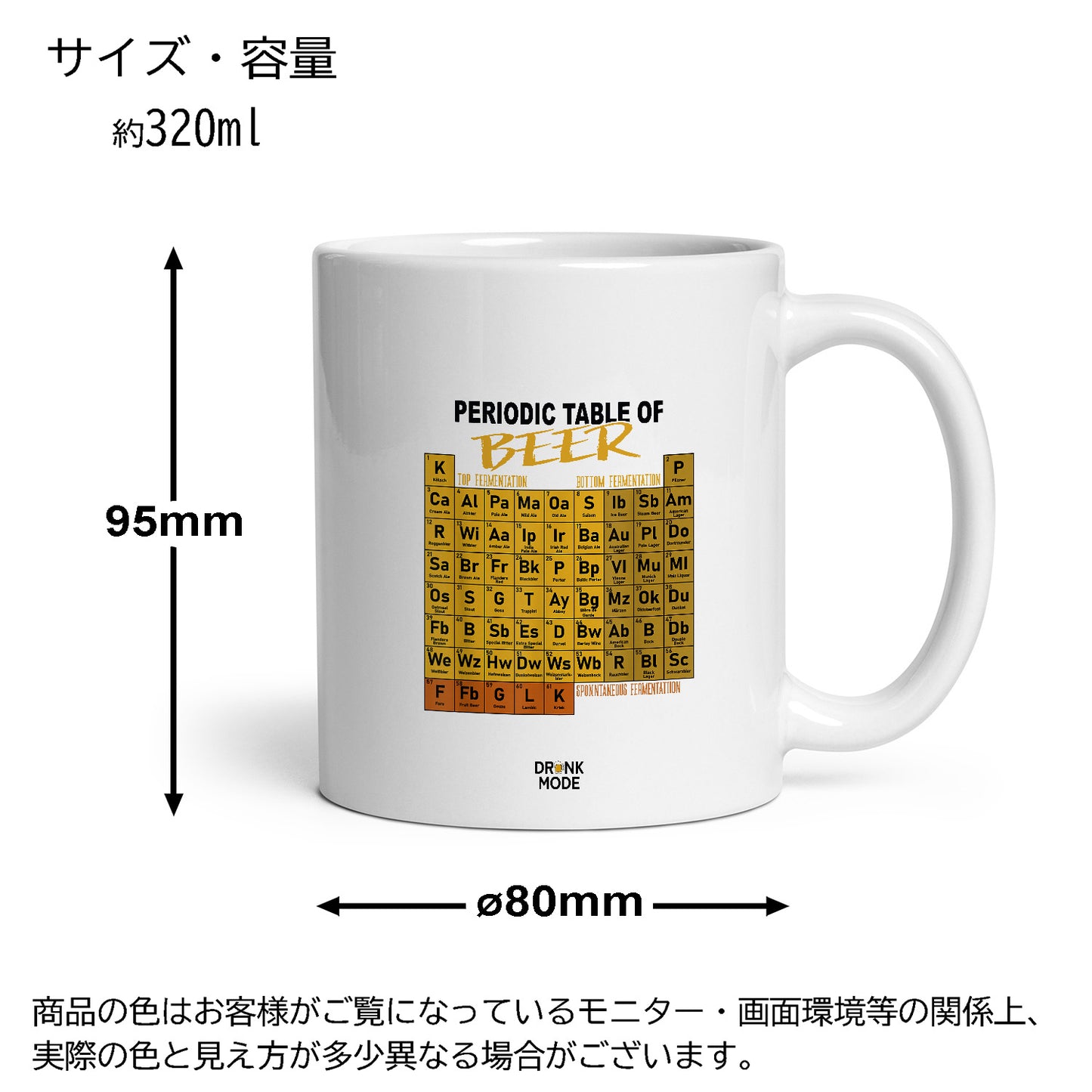 マグカップ ビールイラスト Periodic Table of BEER｜ビール好きにおすすめ プレゼントにも最適