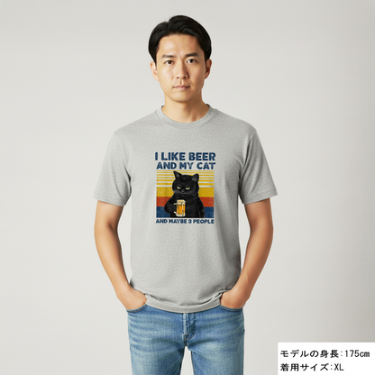 猫とビールが好き Tシャツ｜I LIKE BEER AND MY CAT｜飲み会・居酒屋で話題