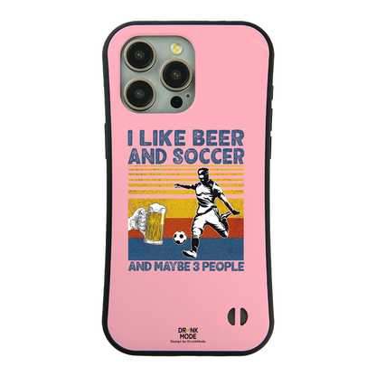 「I LIKE BEER AND SCCOER」iPhoneケース おもしろデザイン｜酒好きに人気のDrunkmodeスマホケース｜ビール・焼酎・日本酒・ウイスキー好きにおすすめ｜プレゼントにも◎