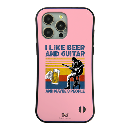 「I LIKE BEER AND GUITAR」iPhoneケース おもしろデザイン｜酒好きに人気のDrunkmodeスマホケース｜ビール・焼酎・日本酒・ウイスキー好きにおすすめ｜プレゼントにも◎