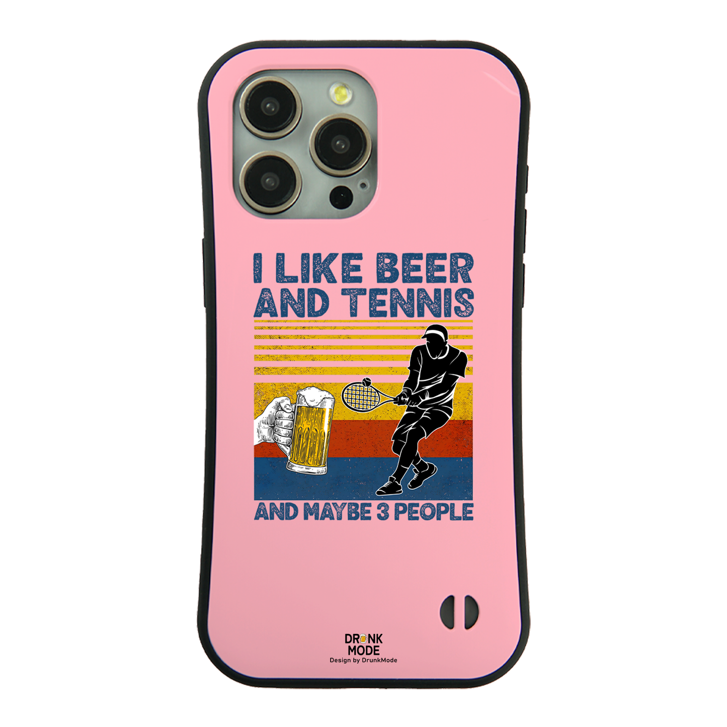 「I LIKE BEER AND TENNIS」iPhoneケース おもしろデザイン｜酒好きに人気のDrunkmodeスマホケース｜ビール・焼酎・日本酒・ウイスキー好きにおすすめ｜プレゼントにも◎