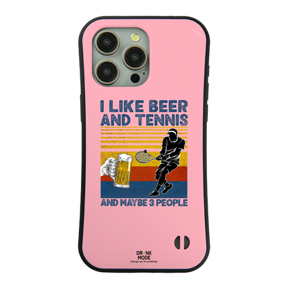 「I LIKE BEER AND TENNIS」iPhoneケース おもしろデザイン｜酒好きに人気のDrunkmodeスマホケース｜ビール・焼酎・日本酒・ウイスキー好きにおすすめ｜プレゼントにも◎