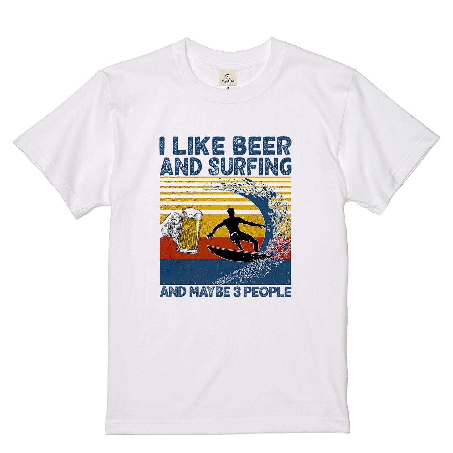 「I LIKE BEER AND SURFING」ビール＆サーフィンが好き Tシャツ