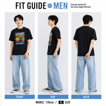 「I LIKE BEER AND SURFING」ビール＆サーフィンが好き Tシャツ