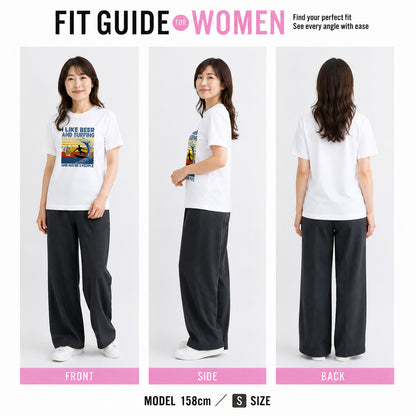 「I LIKE BEER AND SURFING」ビール＆サーフィンが好き Tシャツ