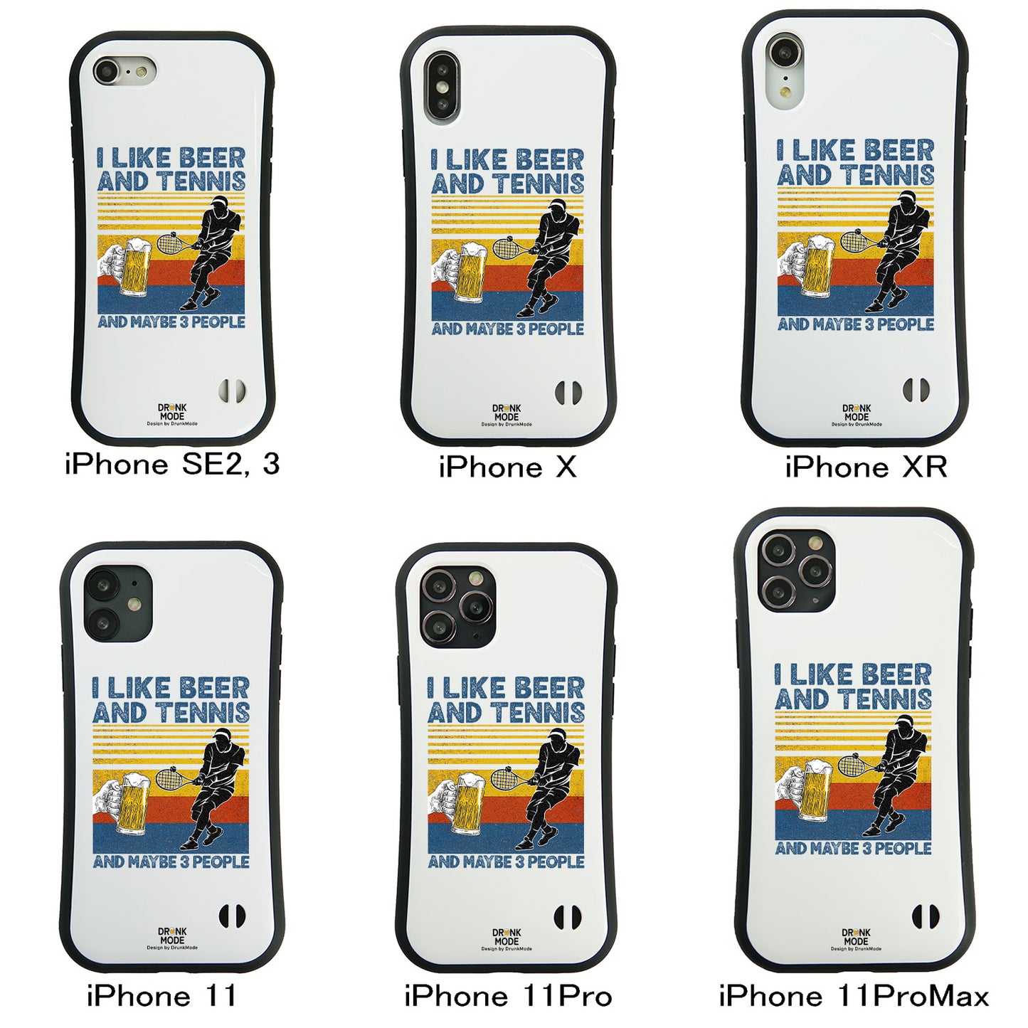 「I LIKE BEER AND TENNIS」iPhoneケース おもしろデザイン｜酒好きに人気のDrunkmodeスマホケース｜ビール・焼酎・日本酒・ウイスキー好きにおすすめ｜プレゼントにも◎