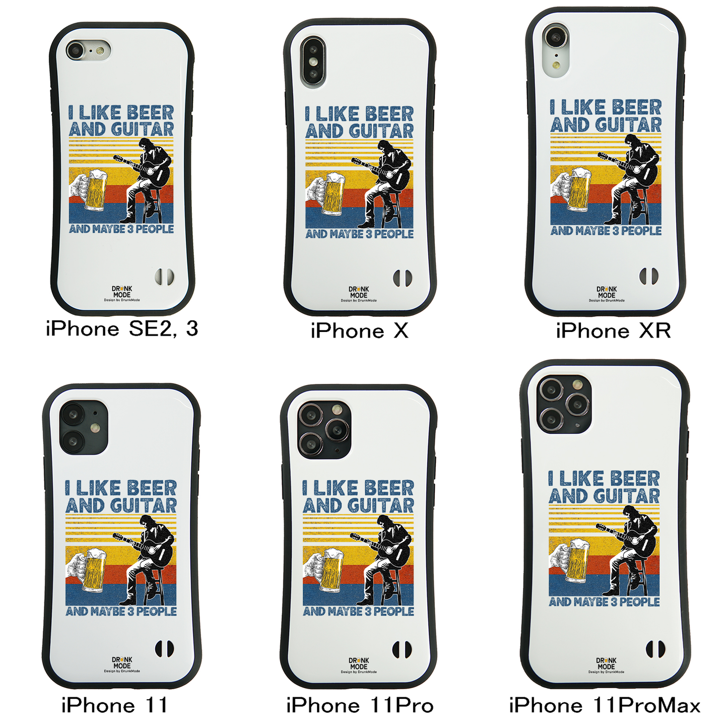 「I LIKE BEER AND GUITAR」iPhoneケース おもしろデザイン｜酒好きに人気のDrunkmodeスマホケース｜ビール・焼酎・日本酒・ウイスキー好きにおすすめ｜プレゼントにも◎