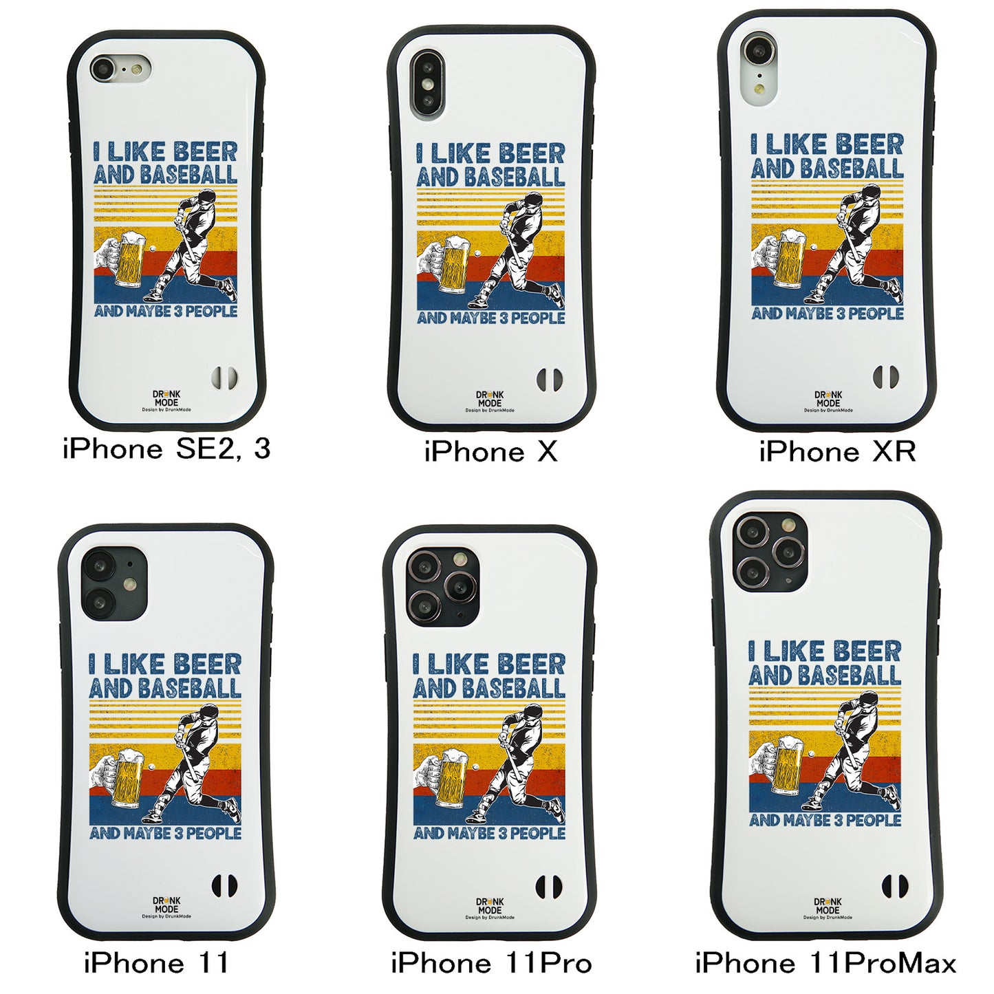 「I LIKE BEER AND BASEBALL」iPhoneケース おもしろデザイン｜酒好きに人気のDrunkmodeスマホケース｜ビール・焼酎・日本酒・ウイスキー好きにおすすめ｜プレゼントにも◎