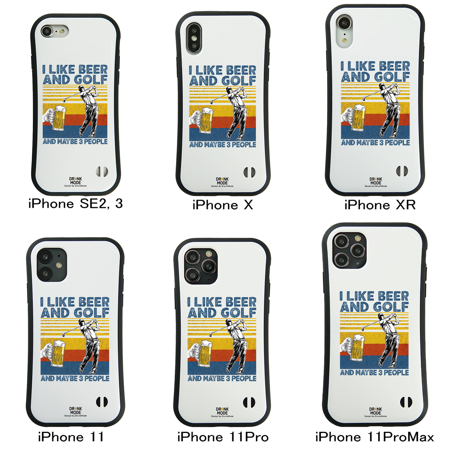 「I LIKE BEER AND GOLF」iPhoneケース おもしろデザイン｜酒好きに人気のDrunkmodeスマホケース｜ビール・焼酎・日本酒・ウイスキー好きにおすすめ｜プレゼントにも◎