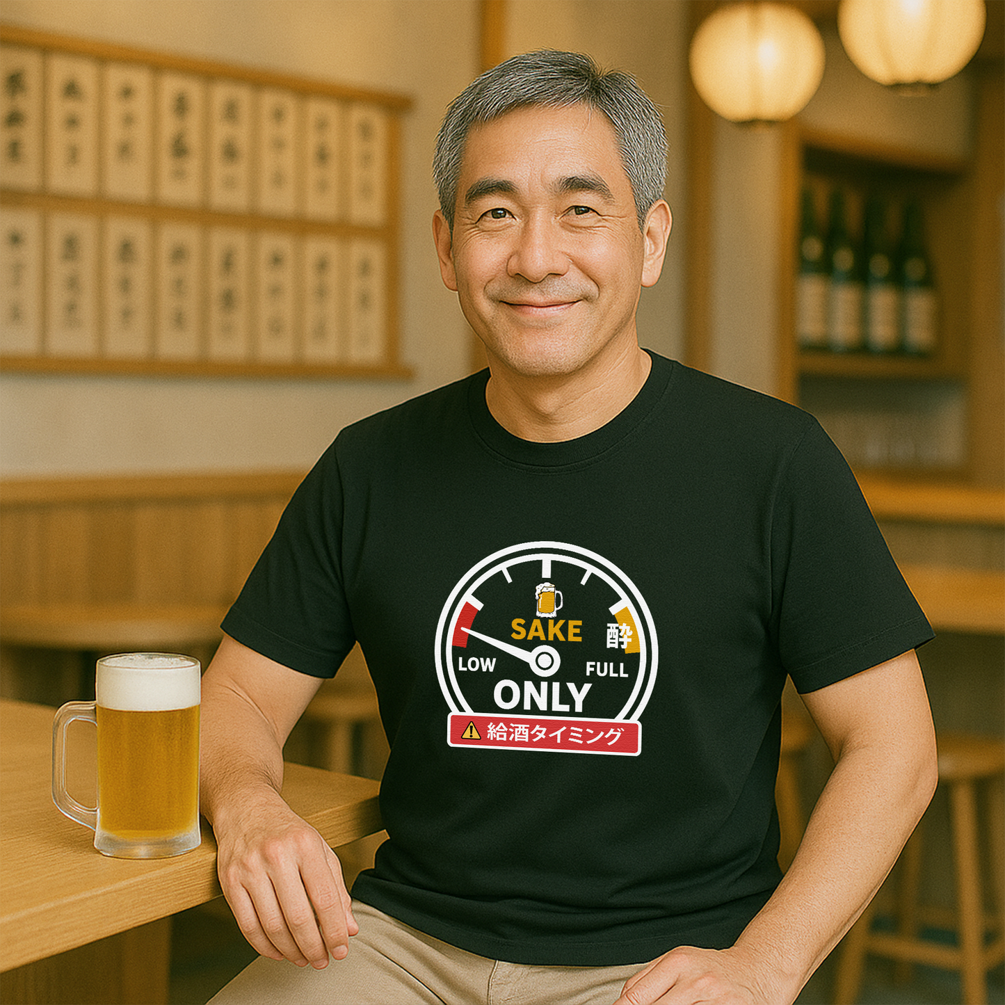 「 給酒タイミング」誕生日プレゼントにも最適！居酒屋・飲み会で話題の面白tシャツ｜日本酒・ビール・焼酎・ウイスキー好きにおすすめ