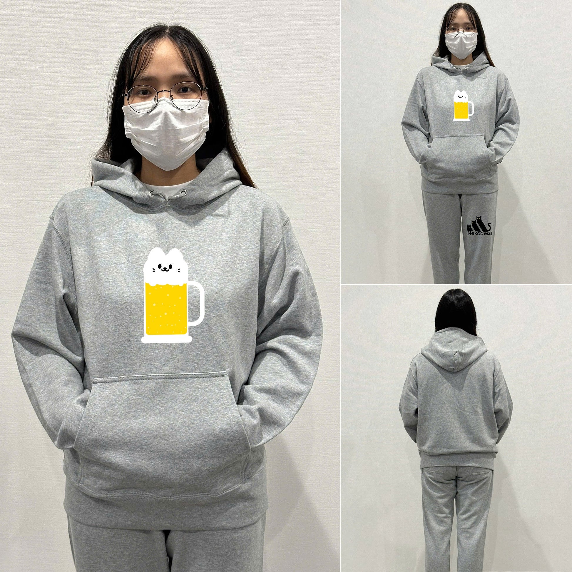 猫 パーカー ねこ かわいい 猫イラスト にゃんこビール.