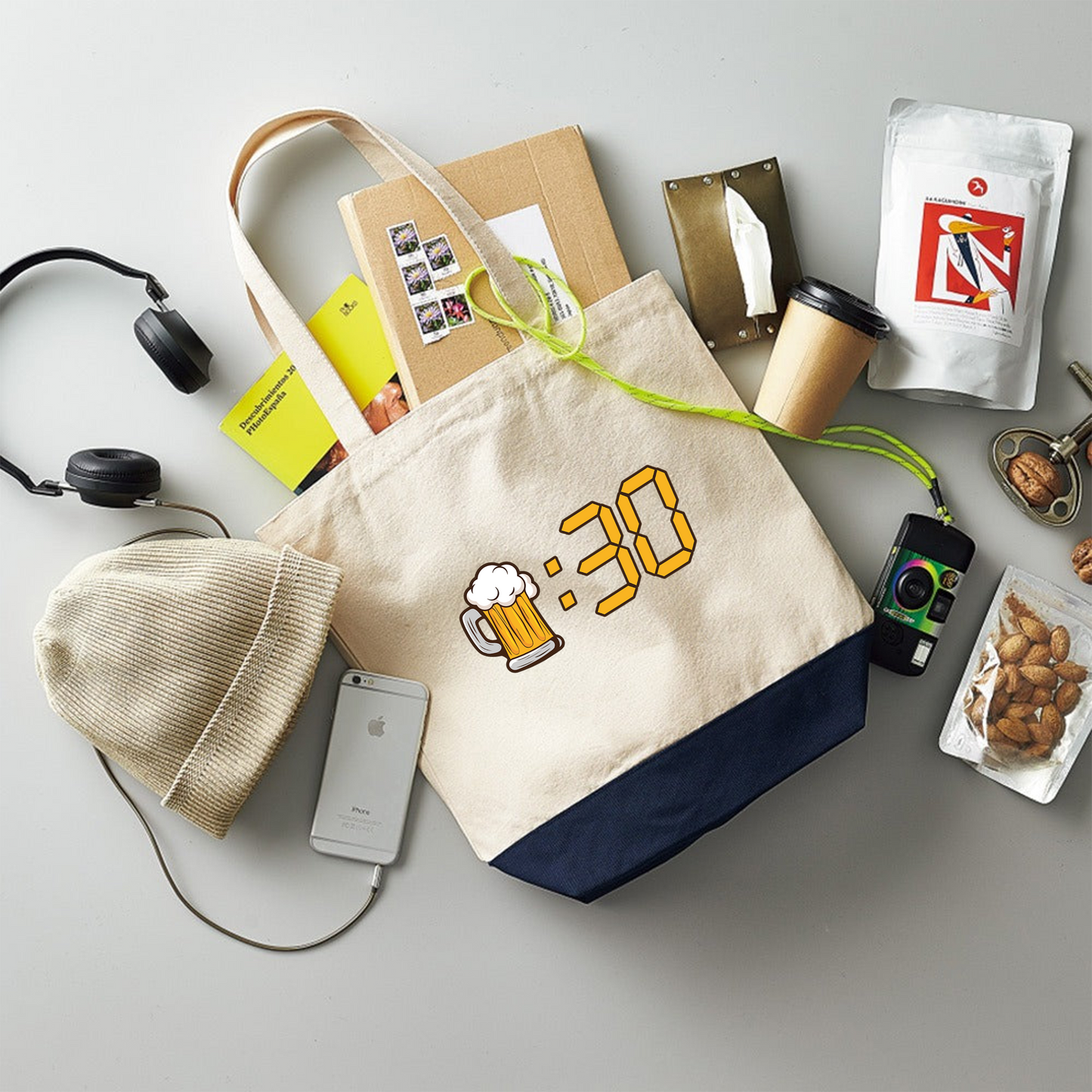 「ビール：30」誕生日プレゼントにも最適！居酒屋・飲み会で話題の面白トートバッグ｜日本酒・ビール・焼酎・ウイスキー好きにおすすめ