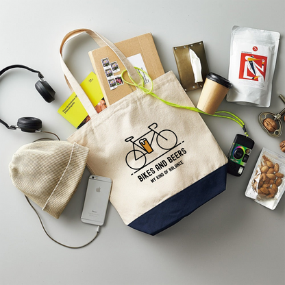 「 BIKES AND BEERS 」誕生日プレゼントにも最適！居酒屋・飲み会で話題の面白トートバッグ｜日本酒・ビール・焼酎・ウイスキー好きにおすすめ