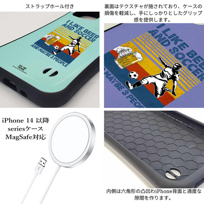 「I LIKE BEER AND SCCOER」iPhoneケース おもしろデザイン｜酒好きに人気のDrunkmodeスマホケース｜ビール・焼酎・日本酒・ウイスキー好きにおすすめ｜プレゼントにも◎