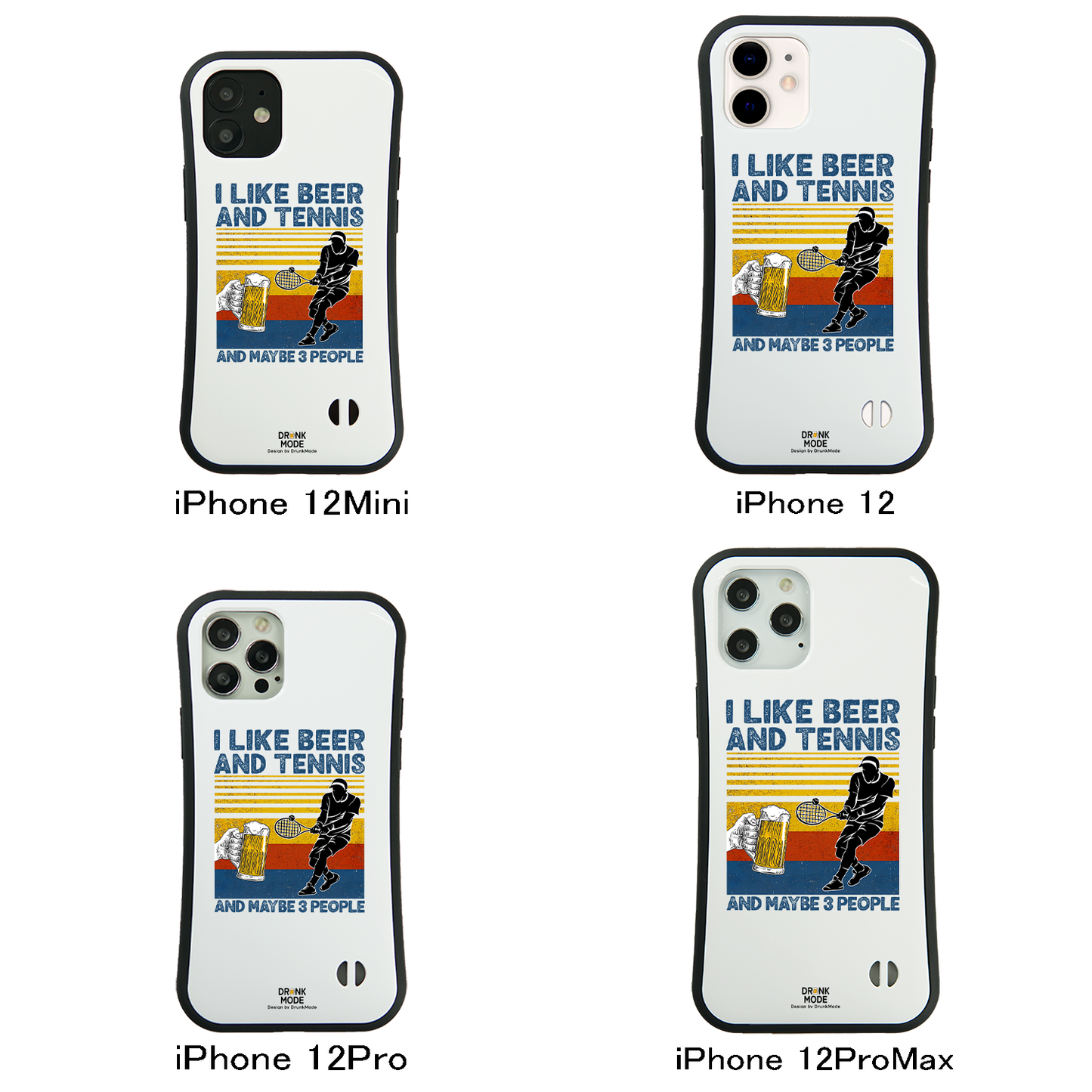 「I LIKE BEER AND TENNIS」iPhoneケース おもしろデザイン｜酒好きに人気のDrunkmodeスマホケース｜ビール・焼酎・日本酒・ウイスキー好きにおすすめ｜プレゼントにも◎