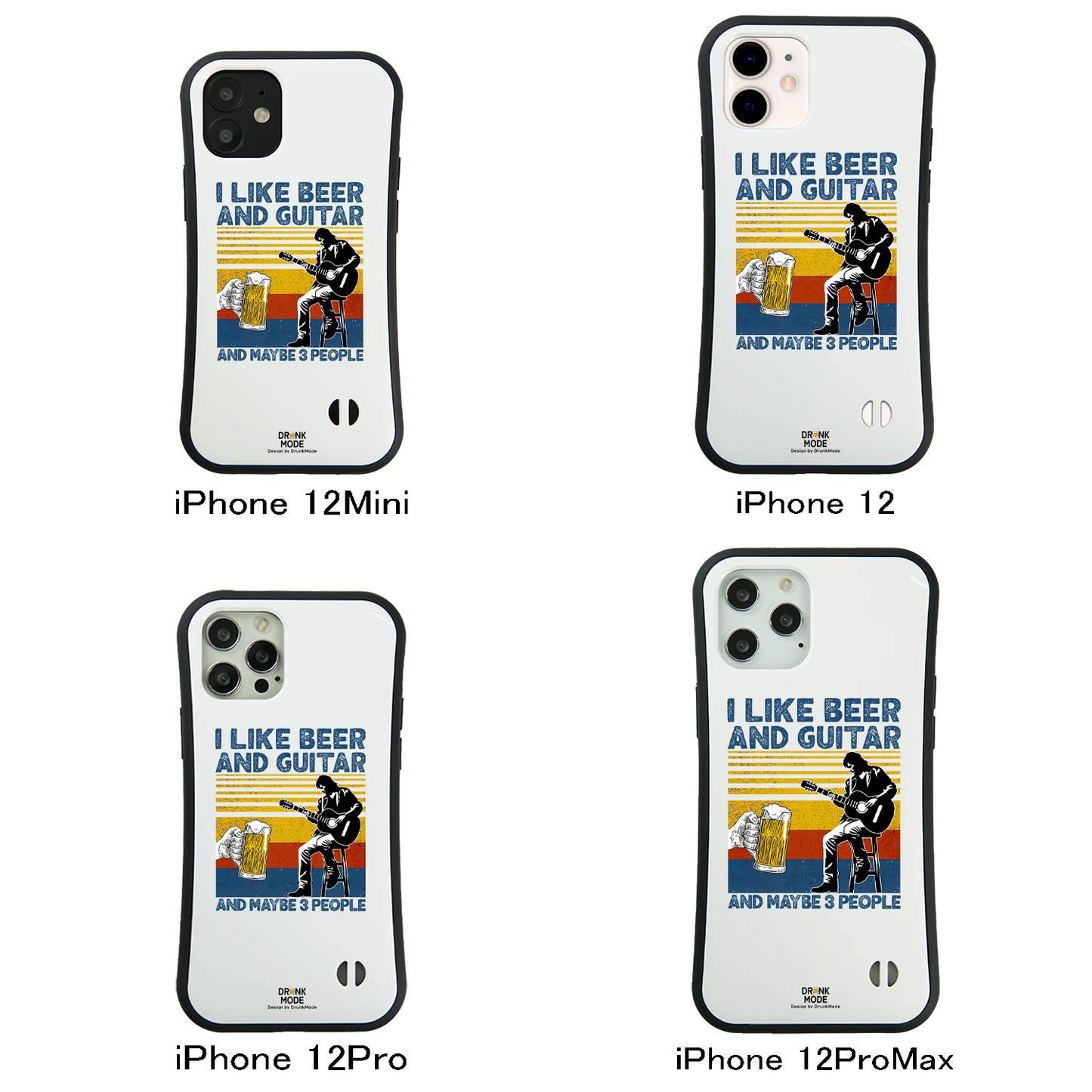 「I LIKE BEER AND GUITAR」iPhoneケース おもしろデザイン｜酒好きに人気のDrunkmodeスマホケース｜ビール・焼酎・日本酒・ウイスキー好きにおすすめ｜プレゼントにも◎