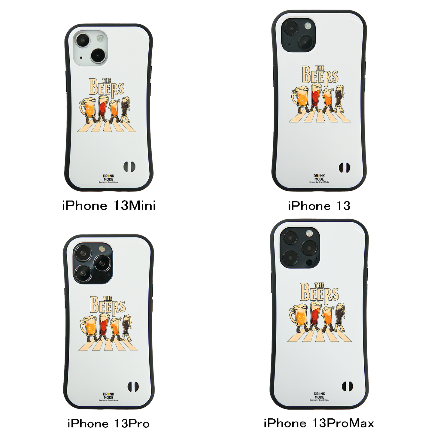 「THE BEERS 橫断歩道」iPhoneケース おもしろデザイン｜酒好きに人気のDrunkmodeスマホケース｜ビール・焼酎・日本酒・ウイスキー好きにおすすめ｜プレゼントにも◎