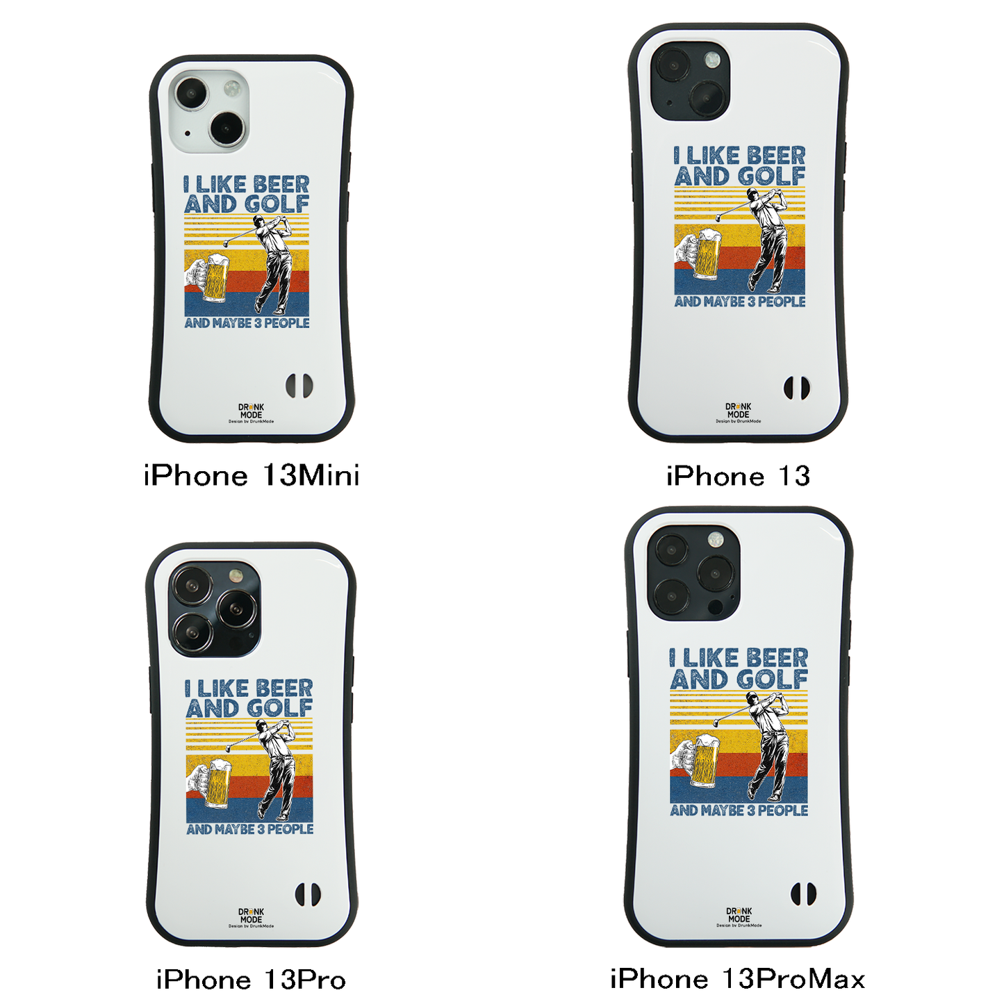 「I LIKE BEER AND GOLF」iPhoneケース おもしろデザイン｜酒好きに人気のDrunkmodeスマホケース｜ビール・焼酎・日本酒・ウイスキー好きにおすすめ｜プレゼントにも◎