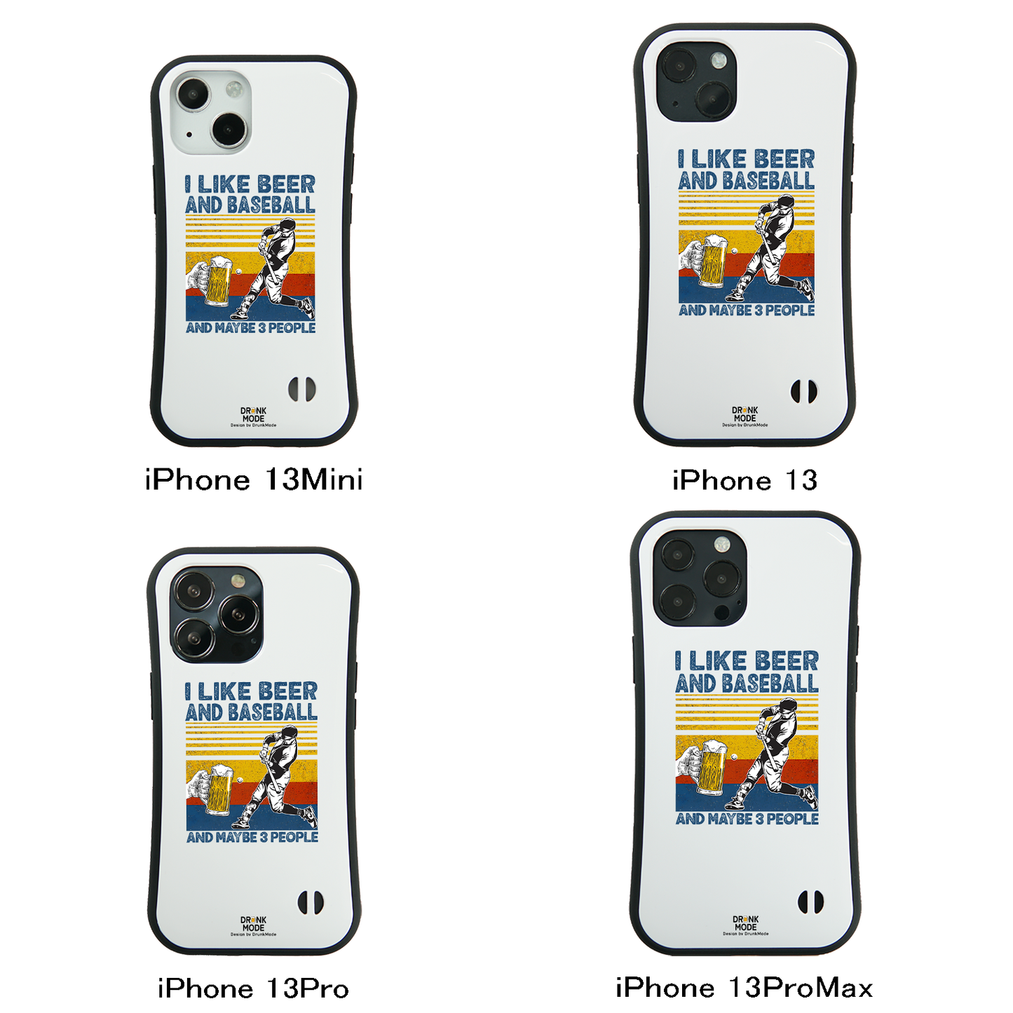 「I LIKE BEER AND BASEBALL」iPhoneケース おもしろデザイン｜酒好きに人気のDrunkmodeスマホケース｜ビール・焼酎・日本酒・ウイスキー好きにおすすめ｜プレゼントにも◎