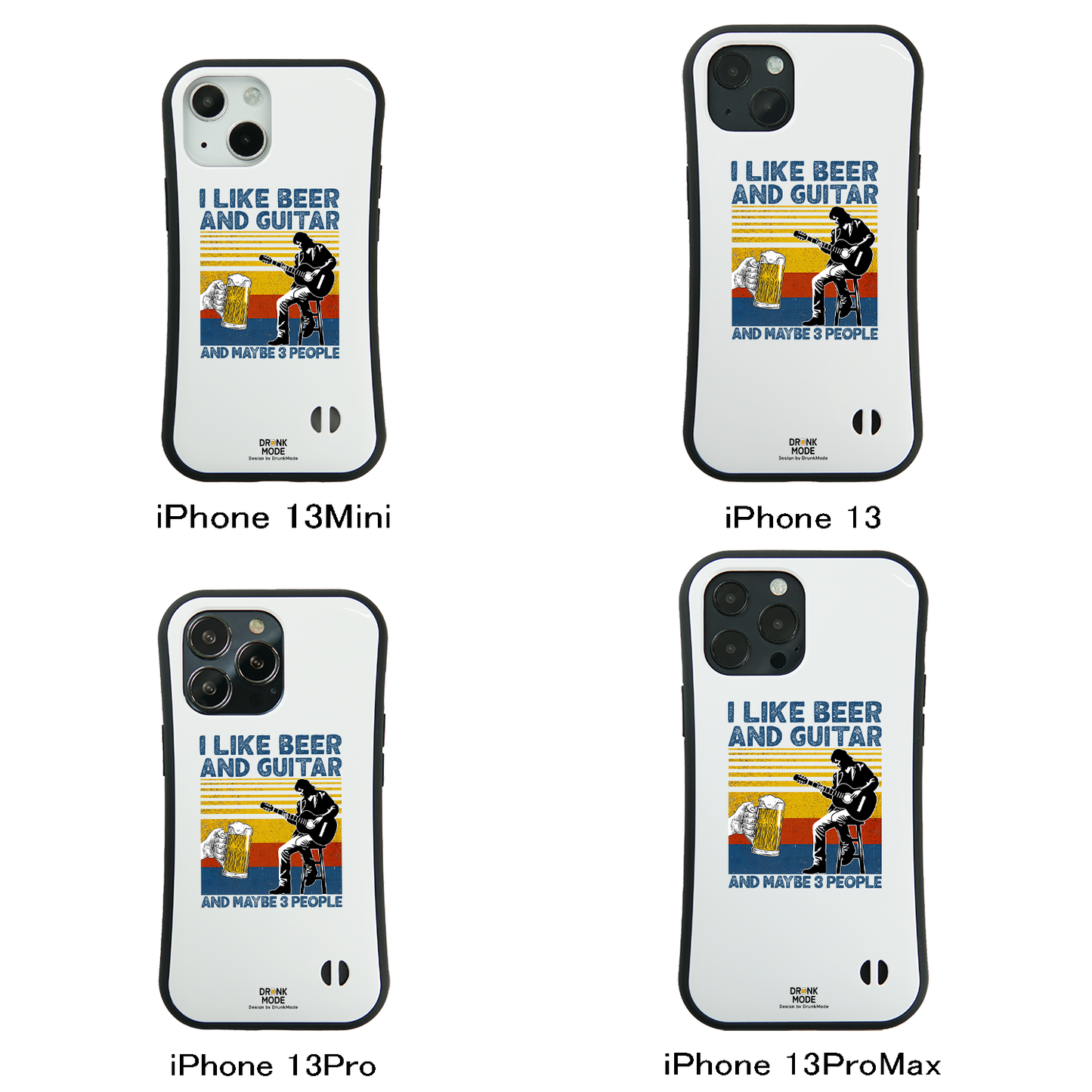 「I LIKE BEER AND GUITAR」iPhoneケース おもしろデザイン｜酒好きに人気のDrunkmodeスマホケース｜ビール・焼酎・日本酒・ウイスキー好きにおすすめ｜プレゼントにも◎