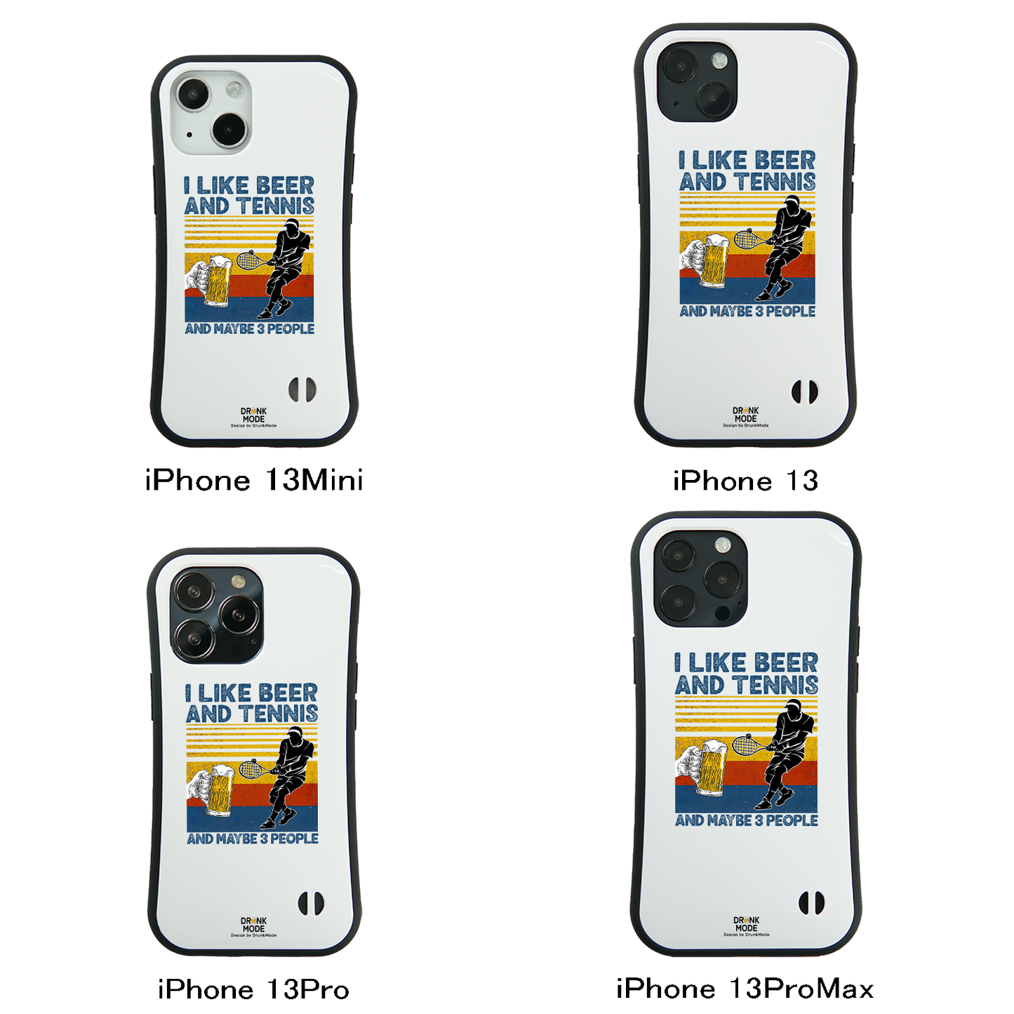 「I LIKE BEER AND TENNIS」iPhoneケース おもしろデザイン｜酒好きに人気のDrunkmodeスマホケース｜ビール・焼酎・日本酒・ウイスキー好きにおすすめ｜プレゼントにも◎