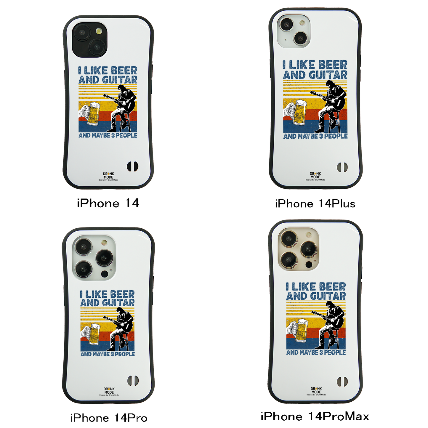 「I LIKE BEER AND GUITAR」iPhoneケース おもしろデザイン｜酒好きに人気のDrunkmodeスマホケース｜ビール・焼酎・日本酒・ウイスキー好きにおすすめ｜プレゼントにも◎