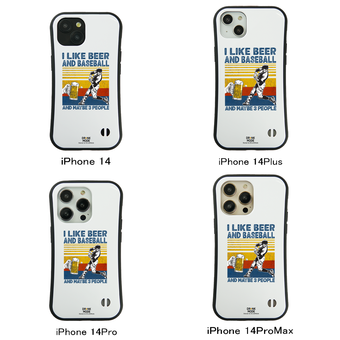 「I LIKE BEER AND BASEBALL」iPhoneケース おもしろデザイン｜酒好きに人気のDrunkmodeスマホケース｜ビール・焼酎・日本酒・ウイスキー好きにおすすめ｜プレゼントにも◎
