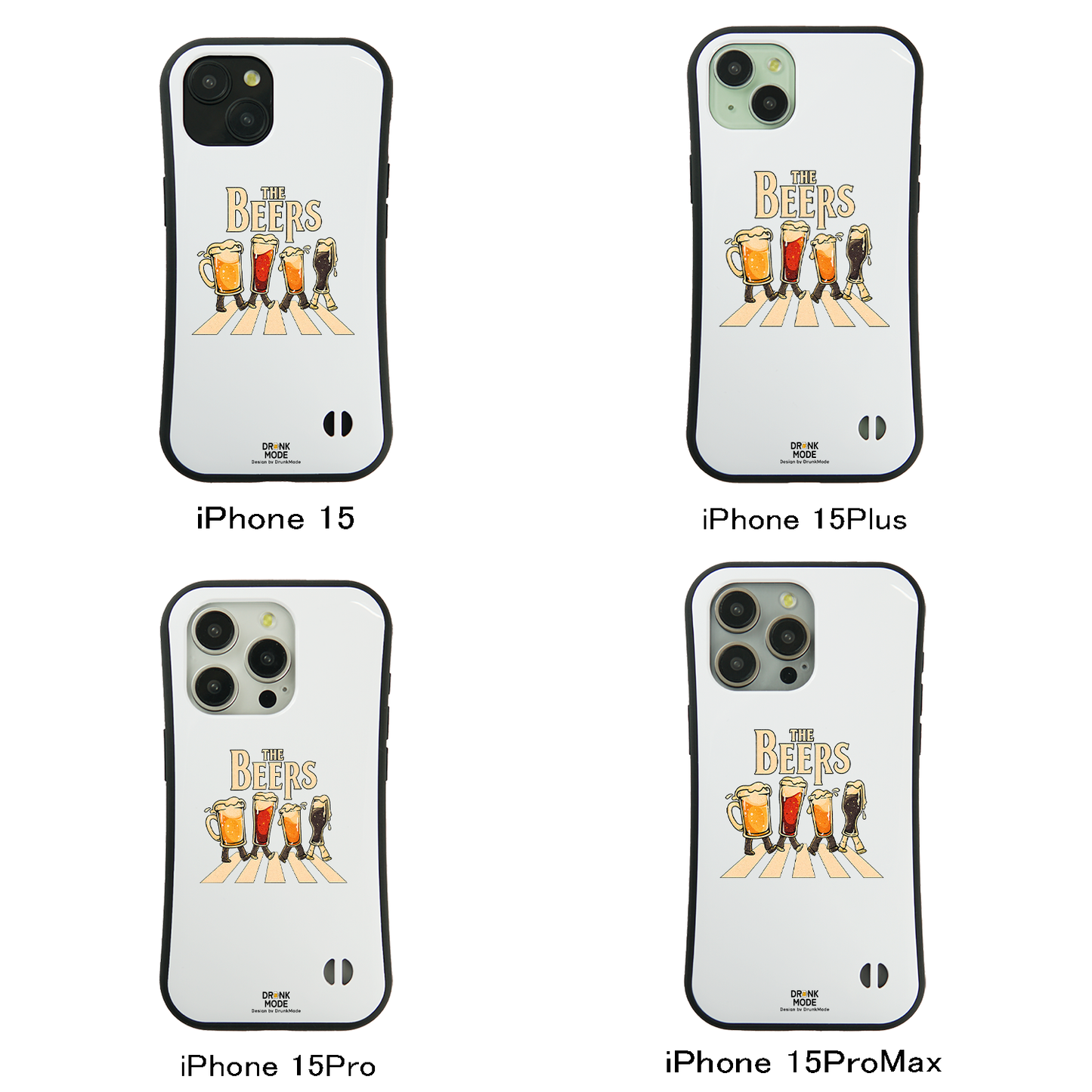 「THE BEERS 橫断歩道」iPhoneケース おもしろデザイン｜酒好きに人気のDrunkmodeスマホケース｜ビール・焼酎・日本酒・ウイスキー好きにおすすめ｜プレゼントにも◎