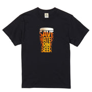 「 SAVE WATER DRINK BEER 」誕生日プレゼントにも最適！居酒屋・飲み会で話題の面白tシャツ｜日本酒・ビール・焼酎・ウイスキー好きにおすすめ
